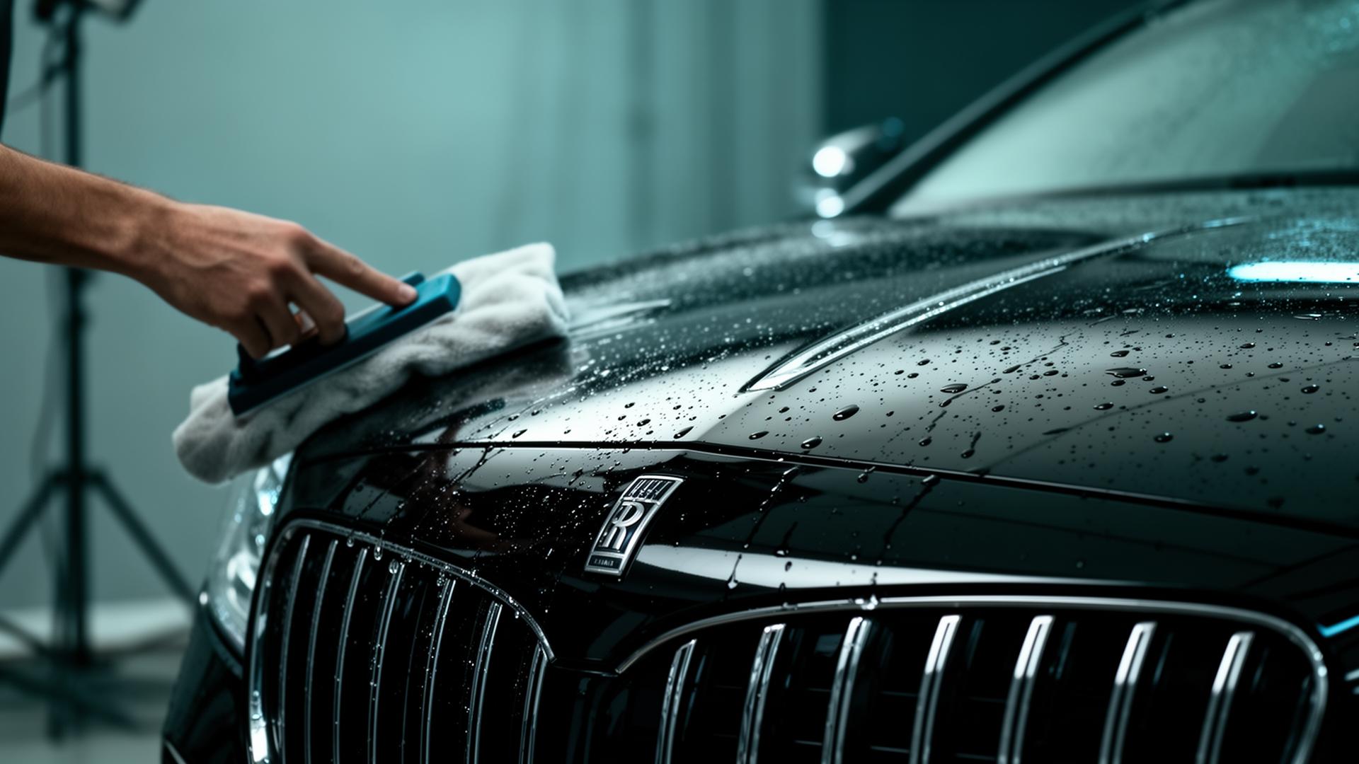 Detailing a glossy black car